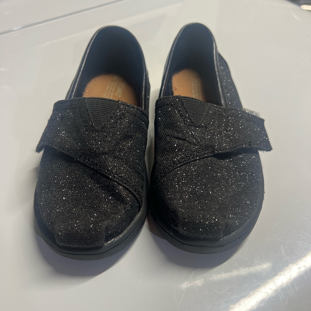 Black Glitter Toddler Toms Glitter Dress Shoes size 8T